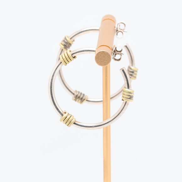 Vintage Sterling Silver Hoop Earrings - Picture 2 of 4